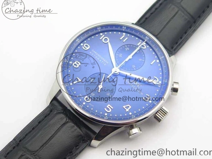MIROTIME 0524 MoistureWicking Portuguese IW371491 ZF 1:1 Best Edition SS Blue Dial On Leather Strap A79350 (Slim Movement) V 7221